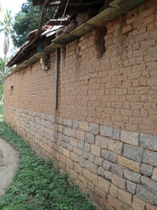 Karnataka3-Adobe walls over 3' high impervious granite stone walls.